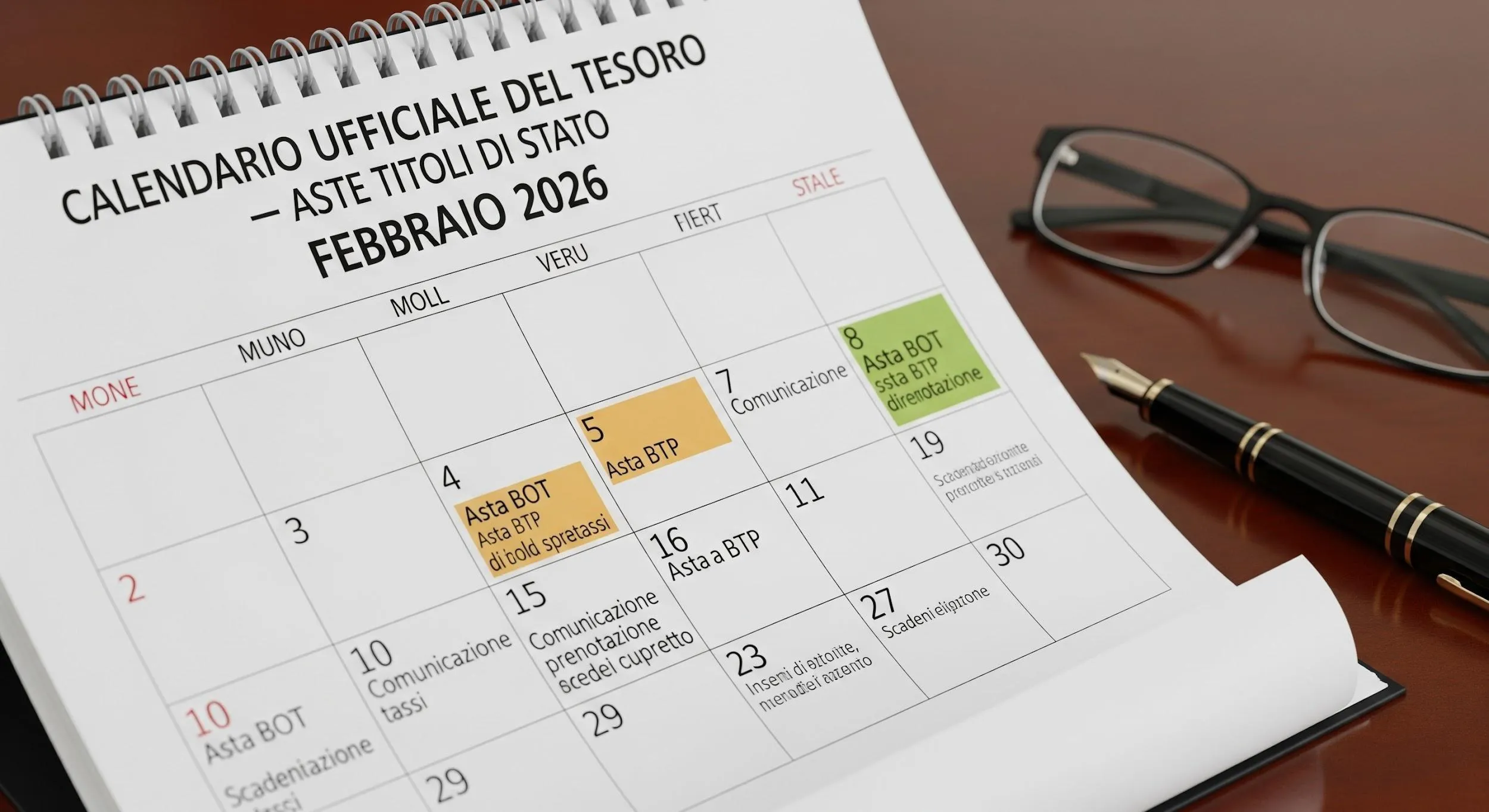 Aste titoli di stato febbraio 2026, il calendario ufficiale del Tesoro