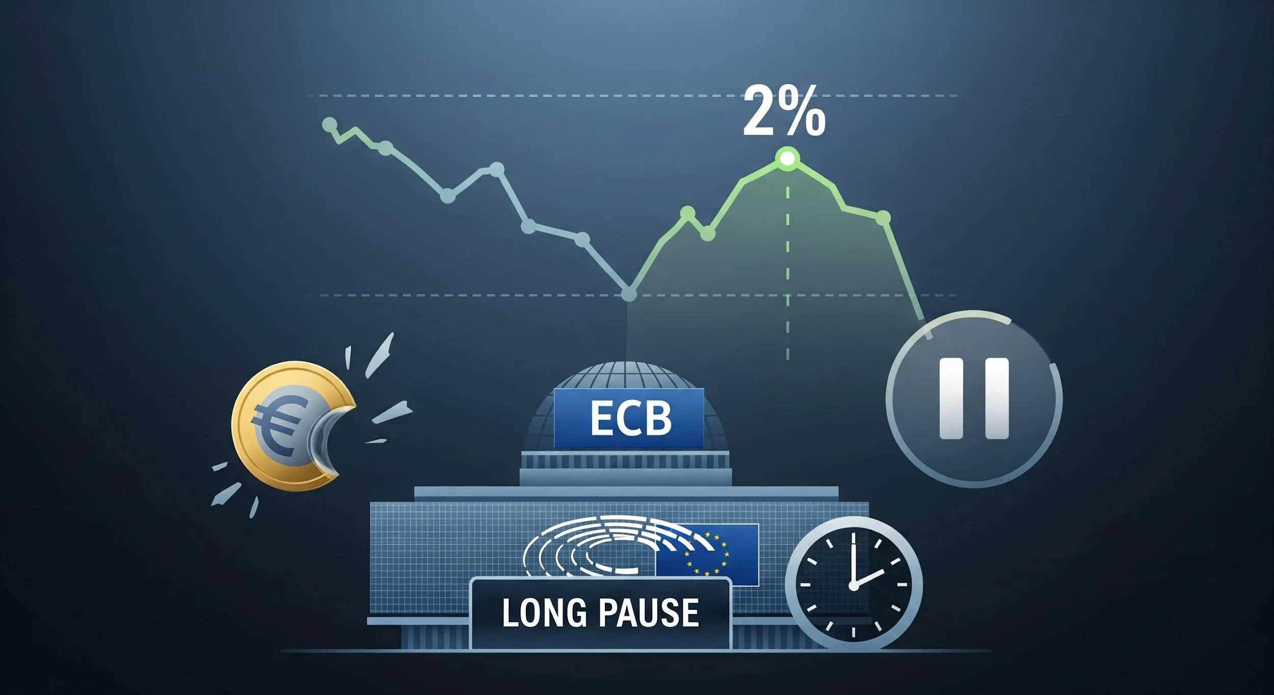 Inflazione dell’Eurozona al 2%, la BCE verso una lunga pausa sui tassi