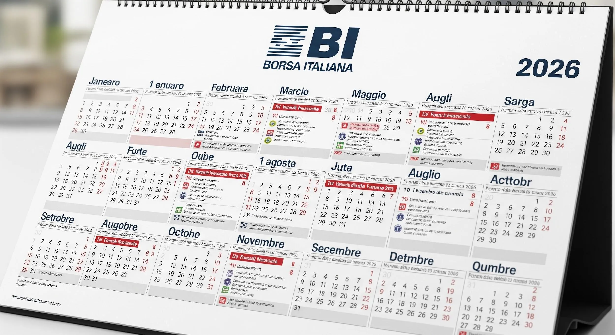 Calendario di Borsa Italiana del 2026
