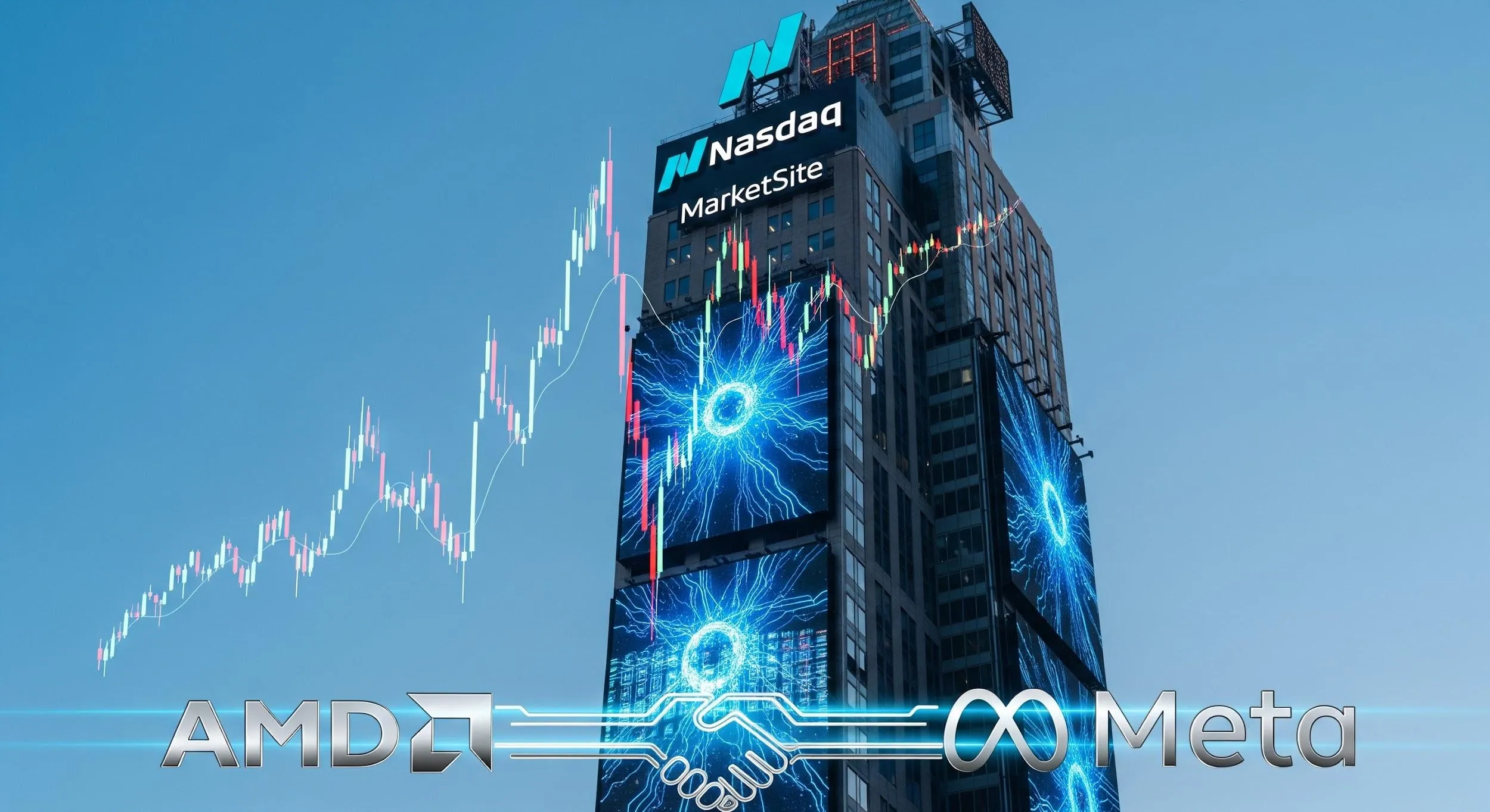 Nasdaq rimbalza dopo l’accordo AMD-Meta da oltre 100 miliardi sull’AI