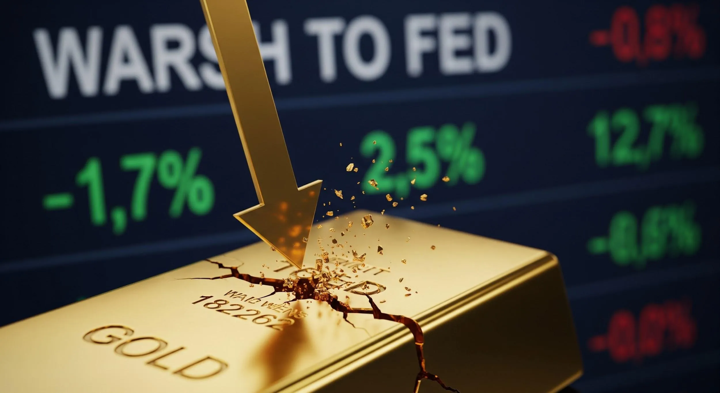 Oro in forte calo: la nomina di Warsh alla Fed innesca prese di profitto