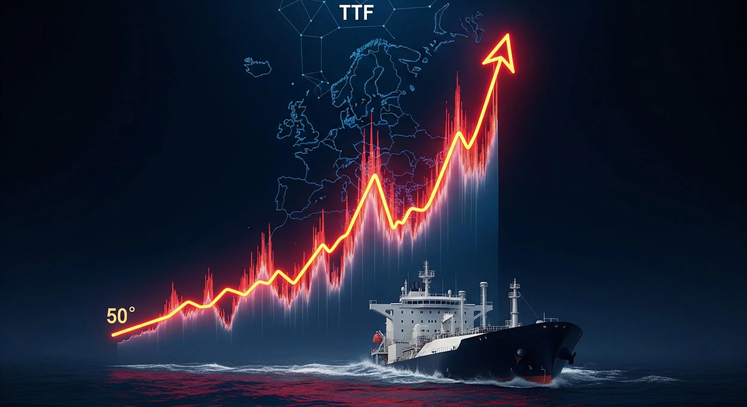 Gas naturale in Europa in rally, il TTF vola fino al +50% dopo lo stop del LNG in Qatar