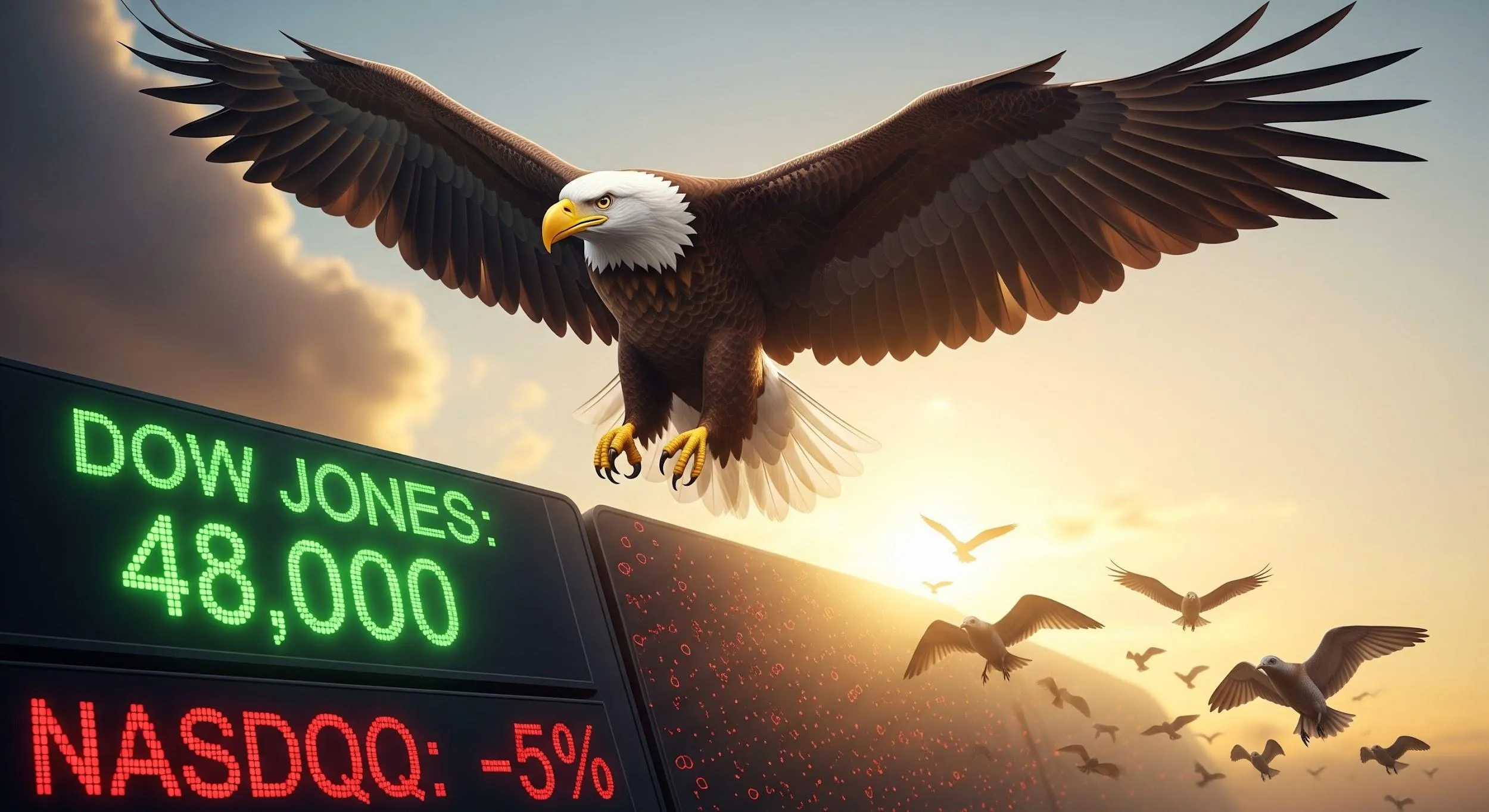 Il Dow Jones vola oltre 48.000 punti, ma il tech resta indietro