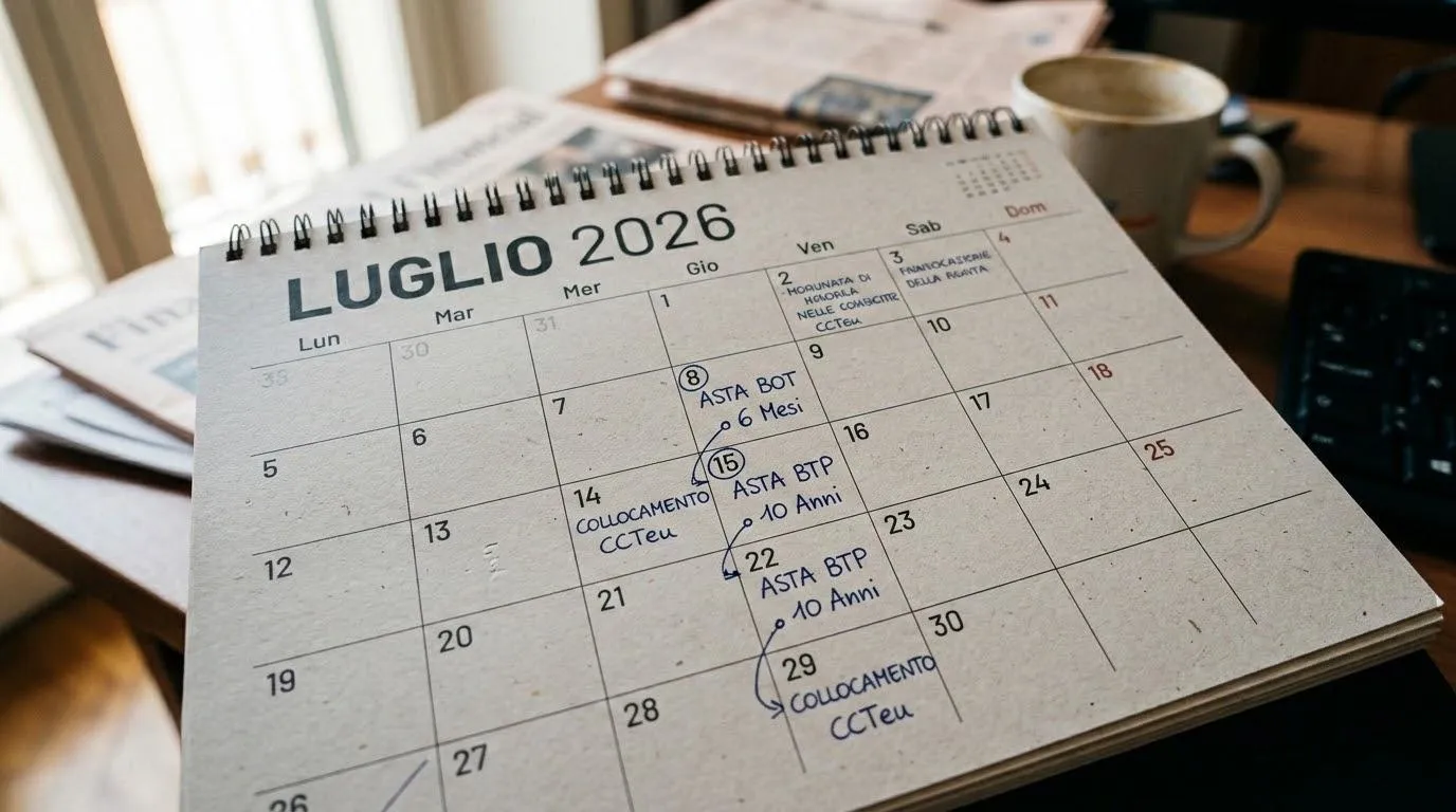 Aste titoli di stato luglio 2026, il calendario ufficiale del Tesoro