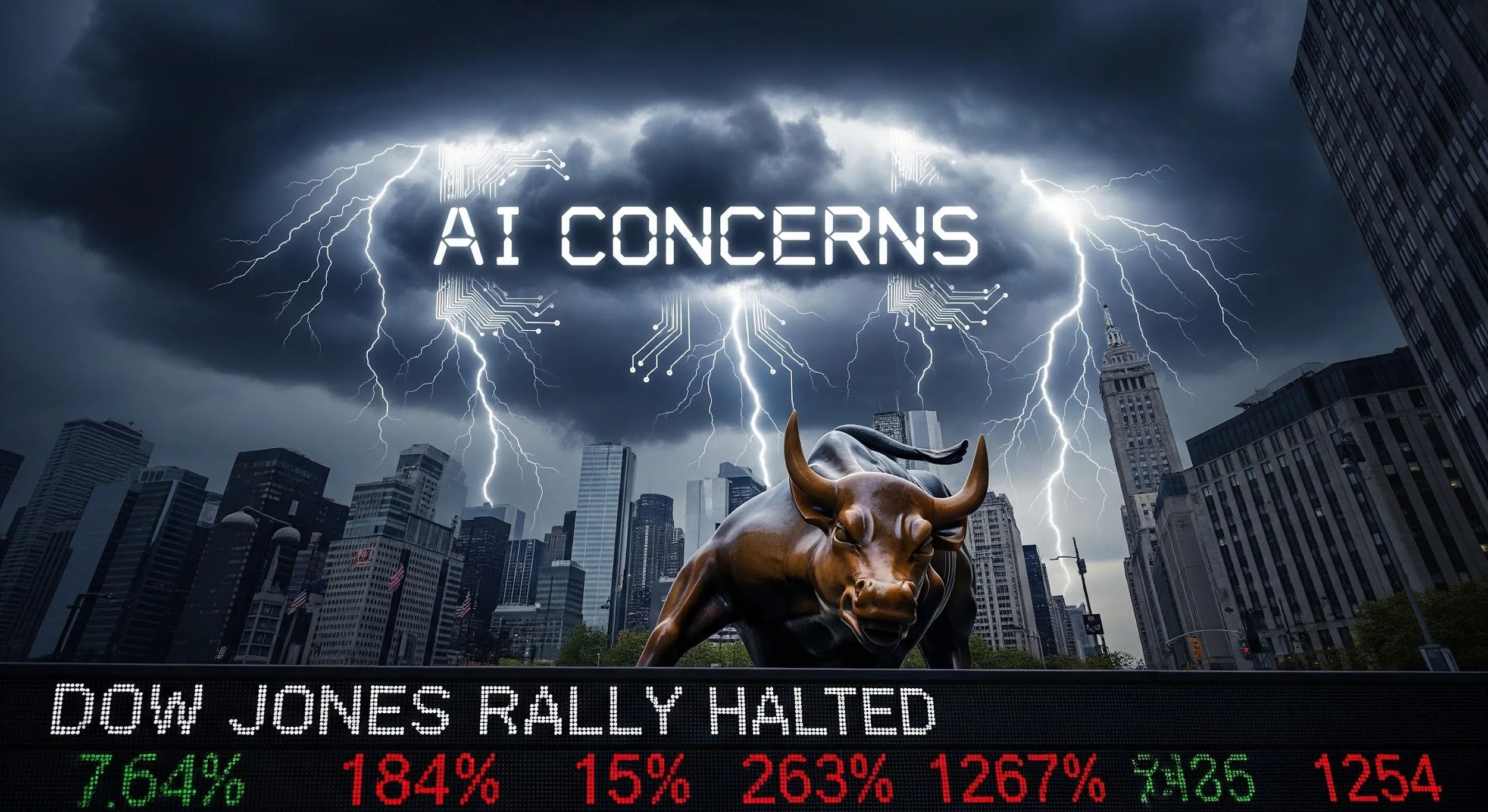 Wall Street frena: timori sull’AI interrompono il rally del Dow Jones