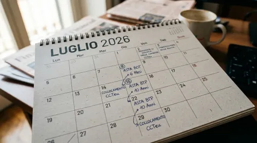 Aste titoli di stato luglio 2026, il calendario ufficiale del Tesoro