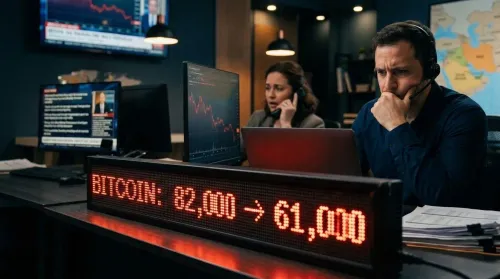Bitcoin, il rally si spegne: da 82.000 a 61.000 dollari tra stretta Fed e tensioni in Medio Oriente